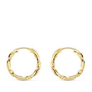 18K AROS ORO AMARILLO HUECOS RETORCIDOS. 16X2 MM
