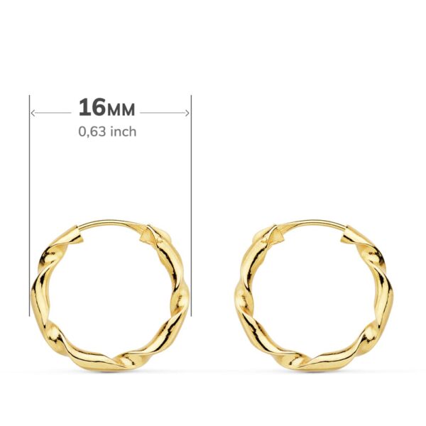 18K AROS ORO AMARILLO HUECOS RETORCIDOS. 16X2 MM - Imagen 2