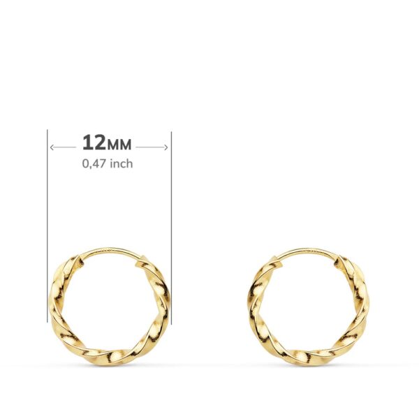 18K AROS ORO AMARILLO HUECOS GALLONEADOS. 12X1.50 MM - Imagen 2