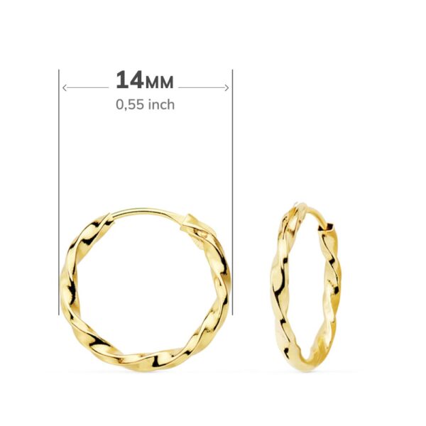 18K AROS ORO AMARILLO HUECOS GALLONEADOS. 14X1.5 MM - Imagen 2