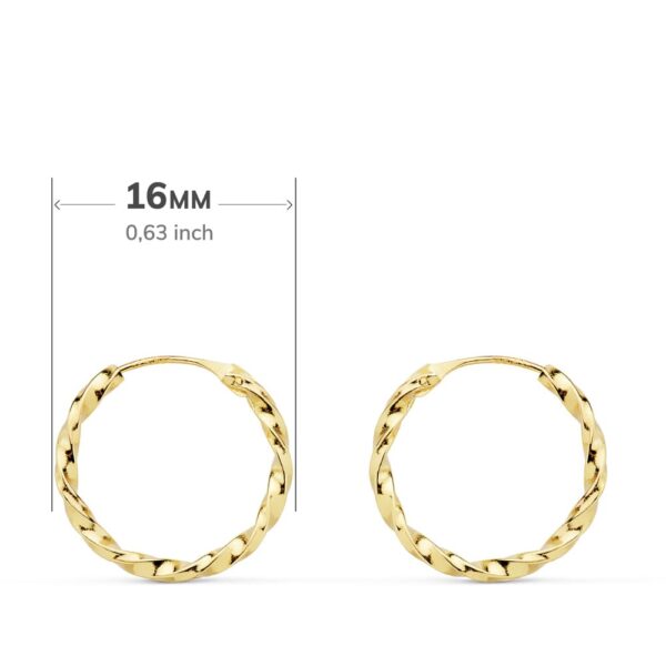 18K AROS ORO AMARILLO HUECOS GALLONEADOS. 16X1.50 MM - Imagen 2