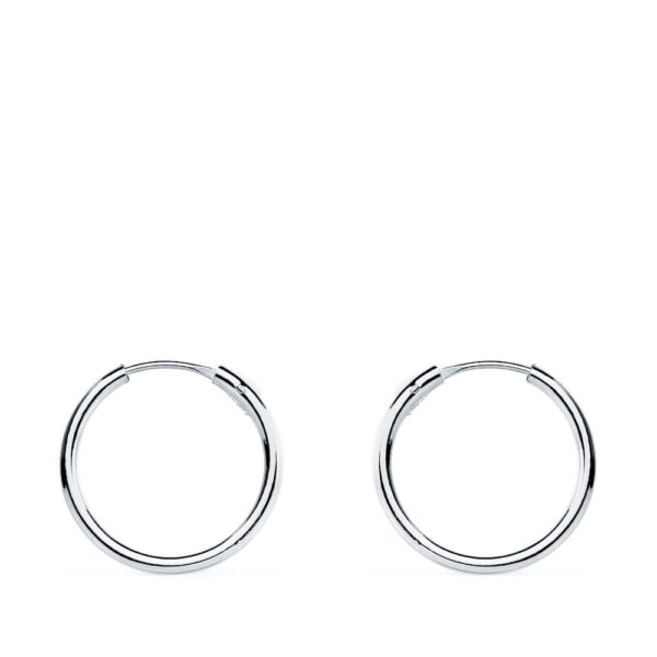 18K PENDIENTES AROS ORO BLANCOS HUECOS REDONDOS 13 X 1.20 MM