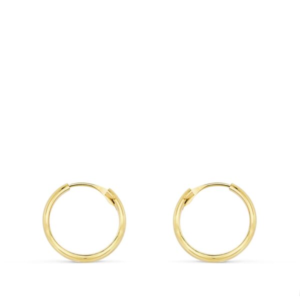 18K AROS HUECOS ORO AMARILLO MEDIA CAÑA LIGEROS.14X3 MM