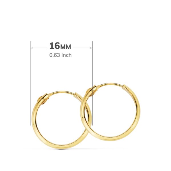 18K AROS ORO AMARILLO MEDIA CAÑA LIGEROS. 16X3 MM - Imagen 2