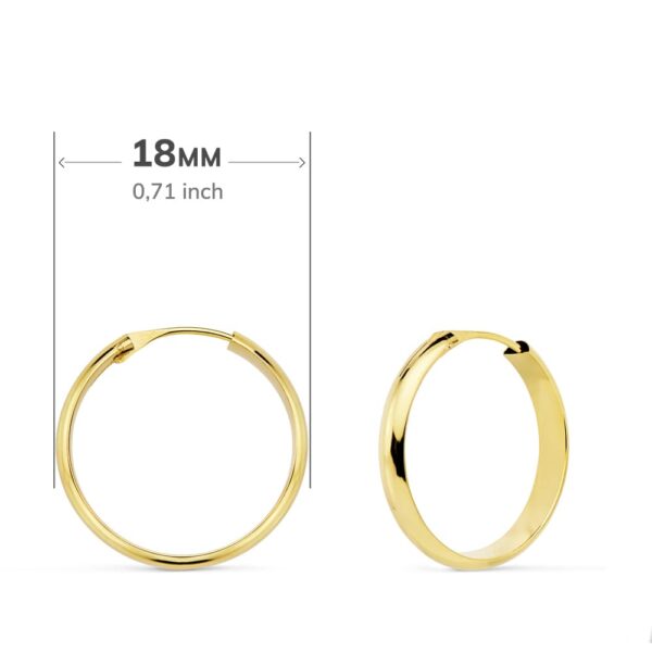 18K AROS ORO AMARILLO MEDIA CAÑA LIGEROS 18X3 MM - Imagen 2