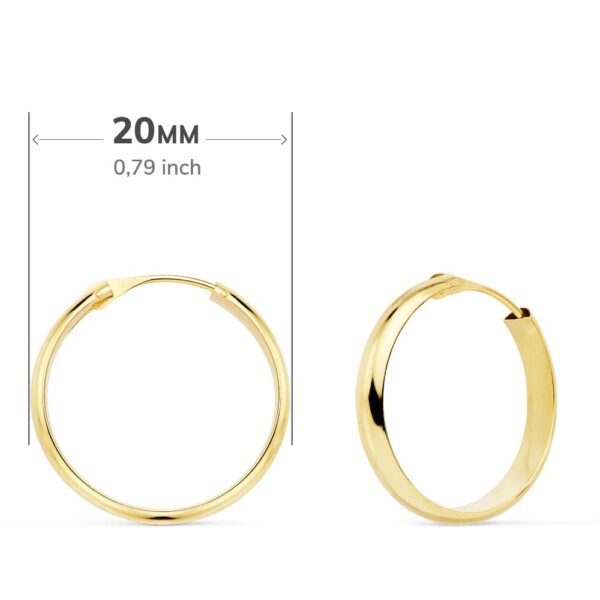 18K AROS ORO AMARILLO MEDIA CAÑA LIGEROS 20X3 MM - Imagen 2