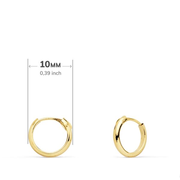 18K AROS HUECOS ORO AMARILLO MEDIA CAÑA LIGEROS. 10X2 MM - Imagen 2