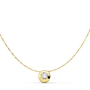 18K COLLAR ORO AMARILLO CON CHATON Y CIRCONITA ANCHO: 6,5 MM. CADENA 42CM