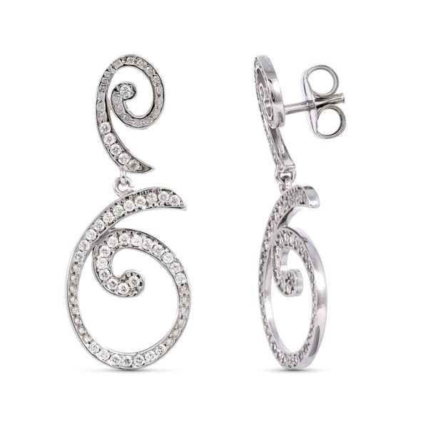 18K PENDIENTES LARGOS ORO BLANCO CON CIRCONITA 35X14 MM CIERRE PRESION