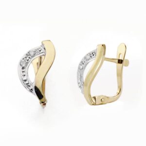 18K PENDIENTES ORO BICOLOR CIRCONITA 13X10 MM CIERRE CATALAN
