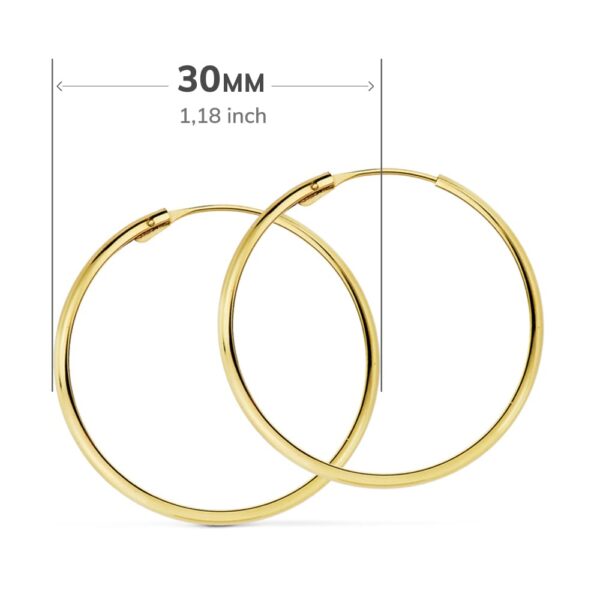 18K AROS ORO AMARILLO MEDIA CAÑA LISOS LIGEROS 30X3 MM - Imagen 2