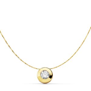 18K COLLAR ORO AMARILLO CON CHATON Y CIRCONITA ANCHO: 8,5 MM. CADENA 42CM
