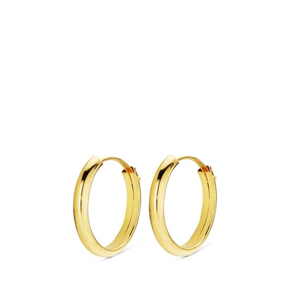 18K AROS ORO AMARILLO MEDIA CAÑA LISOS LIGEROS 14X2 MM - Imagen 2