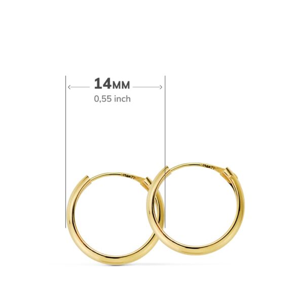 18K AROS ORO AMARILLO MEDIA CAÑA LISOS LIGEROS 14X2 MM - Imagen 3