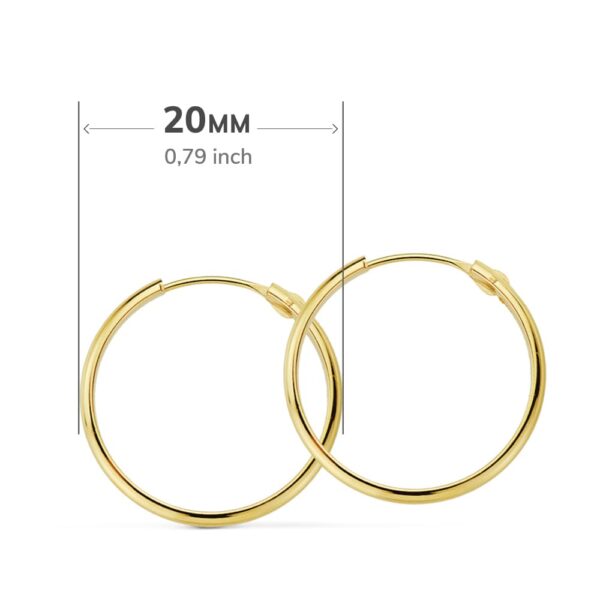 18K AROS ORO AMARILLO MEDIA CAÑA LISOS LIGEROS 20X2 MM - Imagen 3