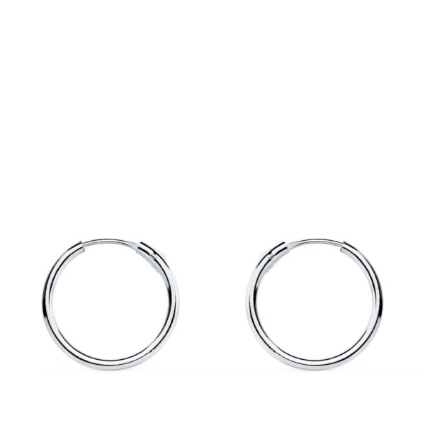 18K PENDIENTES AROS ORO BLANCOS HUECOS REDONDOS 12 X 1.20 MM