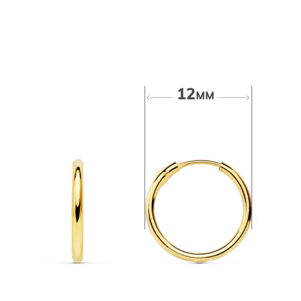 18K AROS ORO AMARILLO TUBO CON ESTRELLA LISA 10X10 MM ARO 12X1.5 MM - Imagen 2