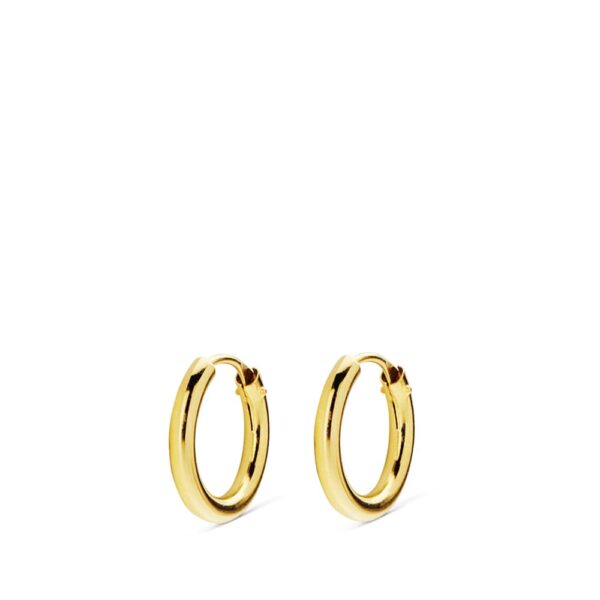 18K PENDIENTES AROS REDONDOS LISOS LIGEROS ORO AMARILLO 10X1.50 MM - Imagen 2
