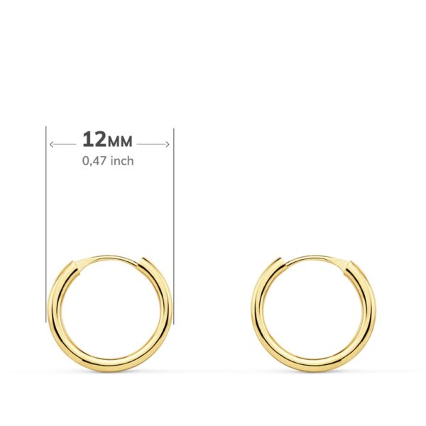 18K AROS ORO AMARILLO REDONDOS LISOS LIGEROS 12X1.50 MM - Imagen 2