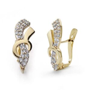 18K PENDIENTES ORO BICOLOR CIRCONITA 18X7 MM CIERRE CATALAN