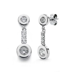 18K PENDIENTES ORO BLANCO CIRCONITA 21X7 MM CIERRE PRESION