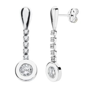 18K PENDIENTES ORO BLANCO CIRCONITA 25X7 MM CIERRE PRESION