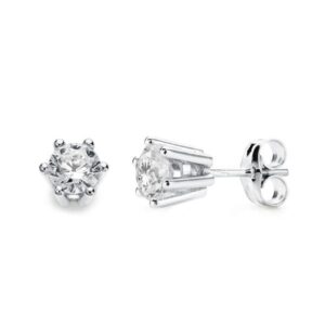 18K PENDIENTES GARRAS ORO BLANCO 5.5X5.5 MM CIERRE PRESION