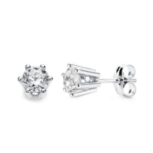 18K PENDIENTES GARRAS ORO BLANCO 6X6 MM CIERRE PRESION