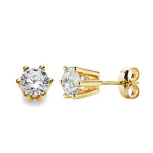 18K PENDIENTES GARRAS ORO AMARILLO 6.5X6.5 MM CIERRE PRESION