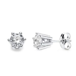 18K PENDIENTES GARRAS ORO BLANCO 6.5X6.5 MM CIERRE PRESION
