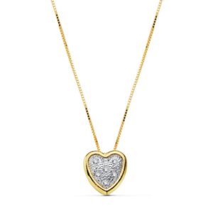 18K COLGANTE CORAZON CADENA ORO BICOLOR 42CM