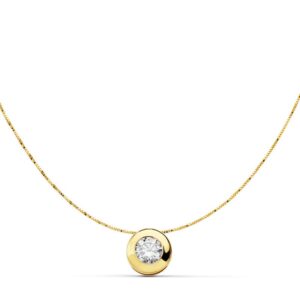 18K COLLAR ORO AMARILLO CON CHATON Y CIRCONITA ANCHO: 7 MM. CADENA 42CM