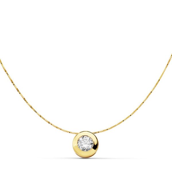 18K COLLAR ORO AMARILLO CON CHATON Y CIRCONITA ANCHO: 7 MM. CADENA 42CM