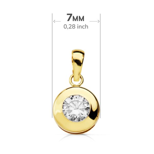 18K COLGANTE ORO AMARILLO CHATON 7 MM CIRCONITA - Imagen 2