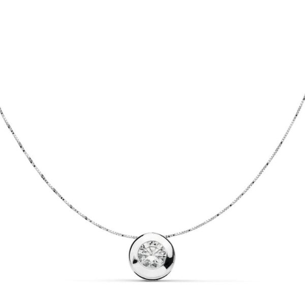 18K COLLAR ORO BLANCO CON CHATON Y CIRCONITA ANCHO: 7 MM. CADENA 42CM