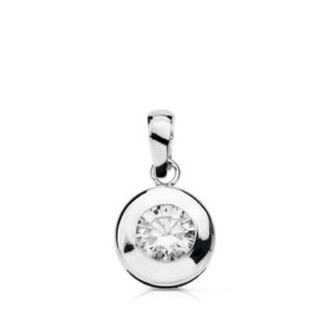 18K COLGANTE ORO BLANCO CHATON 7 MM CIRCONITA