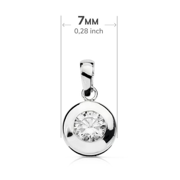 18K COLGANTE ORO BLANCO CHATON 7 MM CIRCONITA - Imagen 2