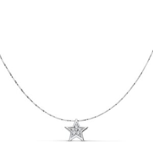 18K COLGANTE ESTRELLA ORO BICOLOR 6X6 MM CADENA 42CM