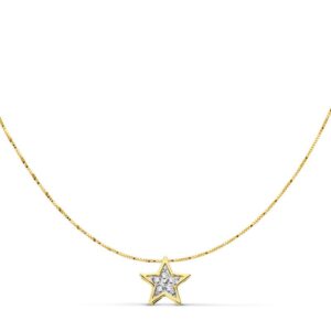 18K GARGANTILLA ESTRELLA ORO BICOLOR 6X6 MM CADENA 42CM