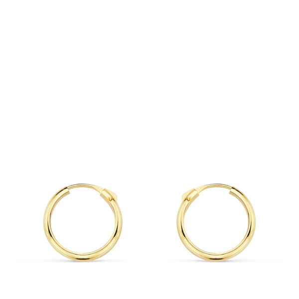 18K AROS ORO AMARILLO MEDIA CAÑA LISOS LIGEROS. 12X2 MM