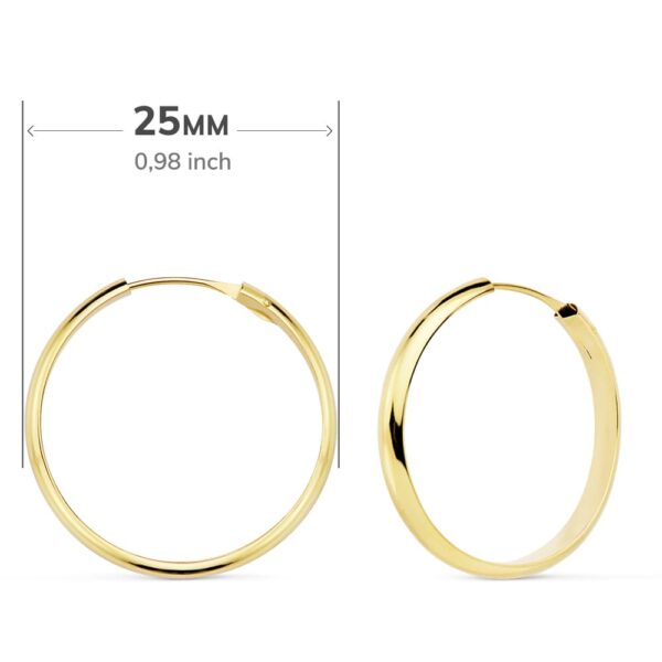 18K AROS ORO AMARILLO MEDIA CAÑA LISOS LIGEROS 23X3 MM - Imagen 2