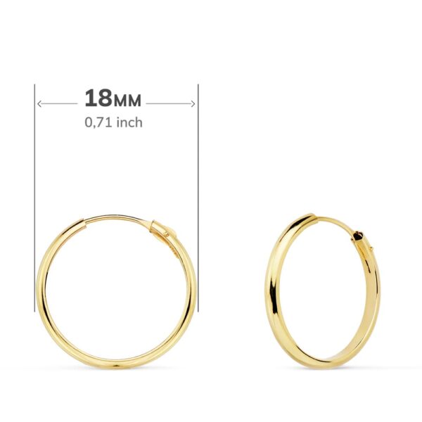 18K AROS ORO AMARILLO MEDIA CAÑA LISOS LIGEROS 18X2 MM - Imagen 2