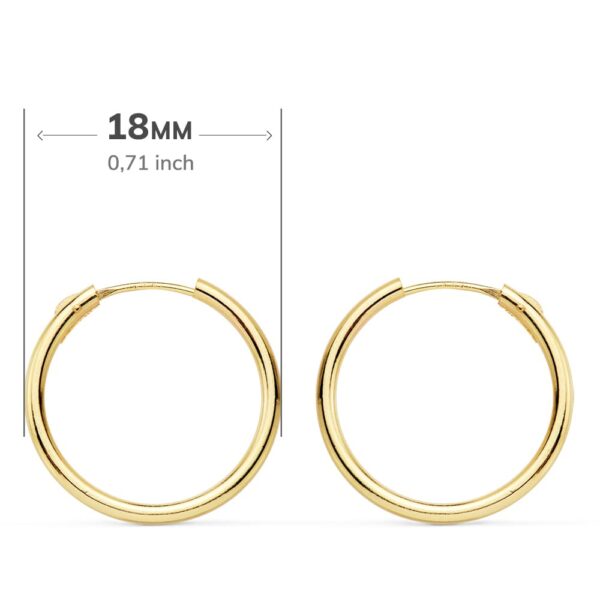 18K AROS ORO AMARILLO REDONDOS LISOS LIGEROS 18X1.50 MM - Imagen 2