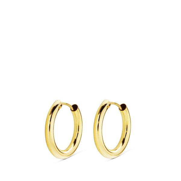 18K AROS ORO AMARILLO REDONDOS LISOS LIGEROS 14X2 MM - Imagen 2