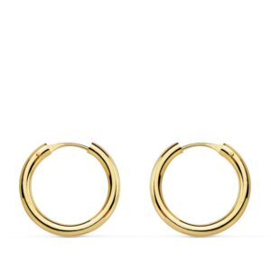 18K AROS ORO AMARILLO REDONDOS LISOS LIGEROS 16X2 MM