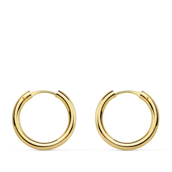 18K AROS ORO AMARILLO REDONDOS LISOS LIGEROS 16X2 MM