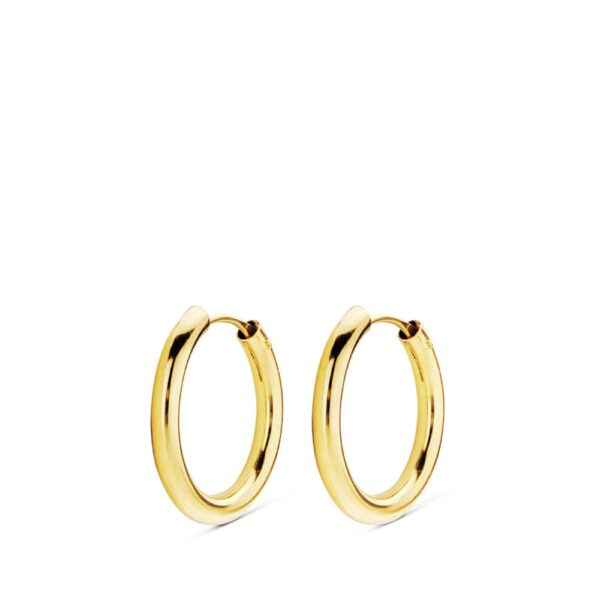 18K AROS ORO AMARILLO REDONDOS LISOS LIGEROS 16X2 MM - Imagen 2
