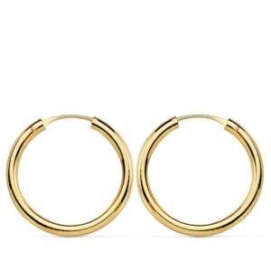 18K AROS ORO AMARILLO REDONDOS LISOS LIGEROS 20X2 MM
