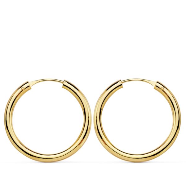 18K AROS ORO AMARILLO REDONDOS LISOS LIGEROS 20X2 MM