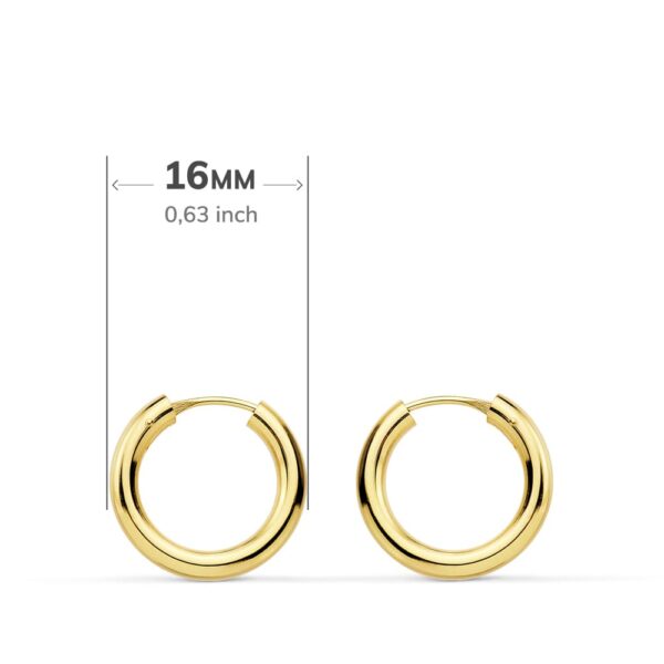 18K AROS ORO AMARILLO REDONDOS LISOS LIGEROS 16X2.5 MM - Imagen 2